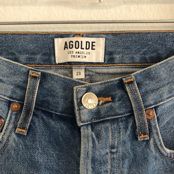 AGOLDE | FEEL GOOD High Rise Button Fly Medium Wash 100% Cotton Jeans - Picture 5 of 7